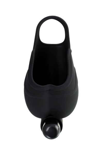 Чехол для мошонки  EROTIST ATTRACTION с эрекционным кольцом и вибрацией, черный, 6,5 см